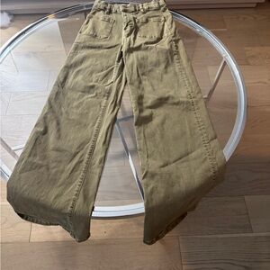 Olive Green Wide-Leg Pants